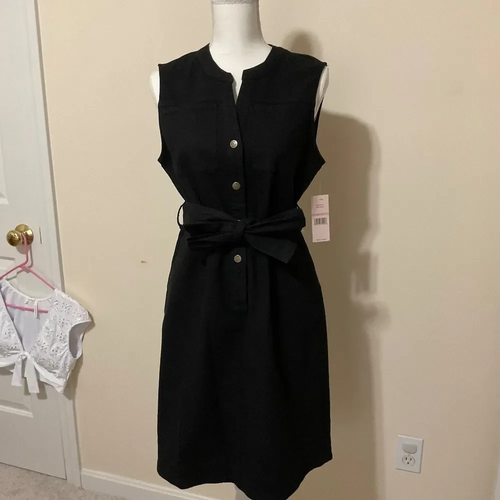 Nanette Lepore Sleeveless Denim Button Down Mini Dress Black Size 10 - Picture 4 of 10